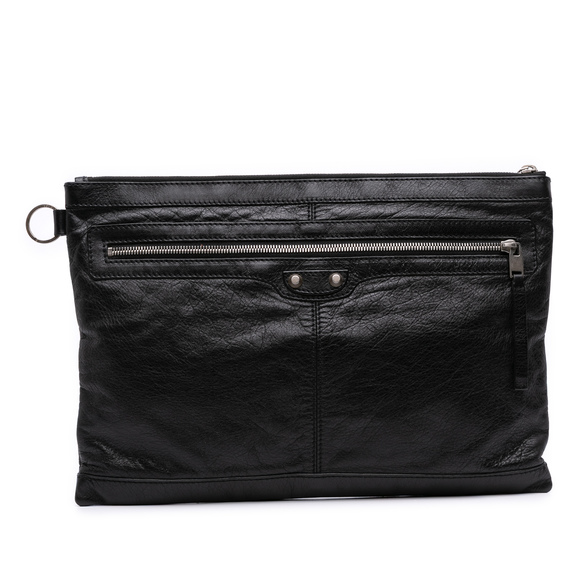 Pre-Loved Balenciaga Lambskin Motocross Classic Clip L Clutch - Picture 1 of 10